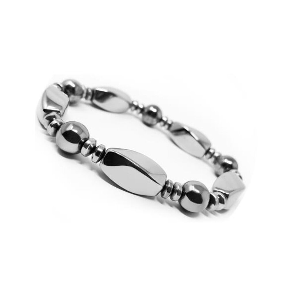 Natural Hematite Bracelet - Large 17mm Beads - Adjustable 8-9" - Unisex